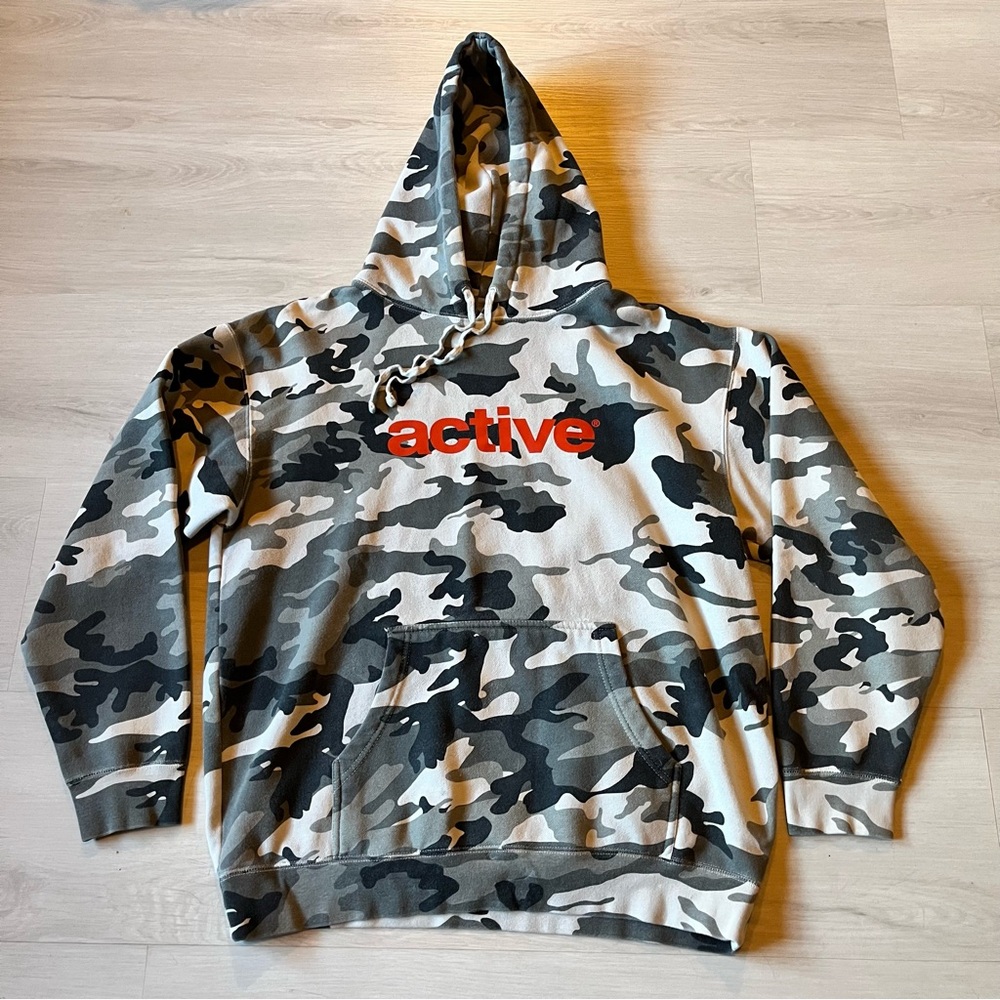 Active Ride Shop Men's Gray Black Camo Hoodie Sweatshirt Size L